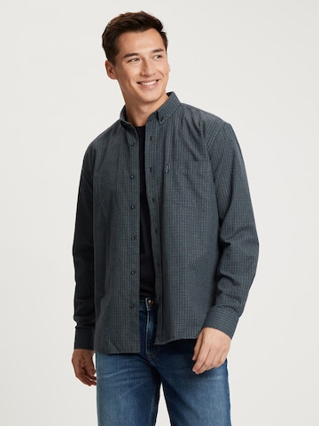 Cross Jeans Regular fit Button Up Shirt in Blue: front