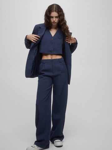 Pull&Bear Wide Leg Hose in Blau: predná strana