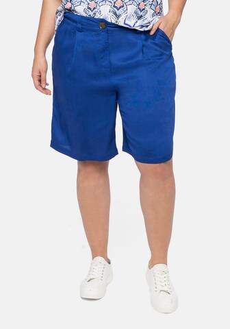 SHEEGO Loose fit Pleat-Front Pants in Blue: front