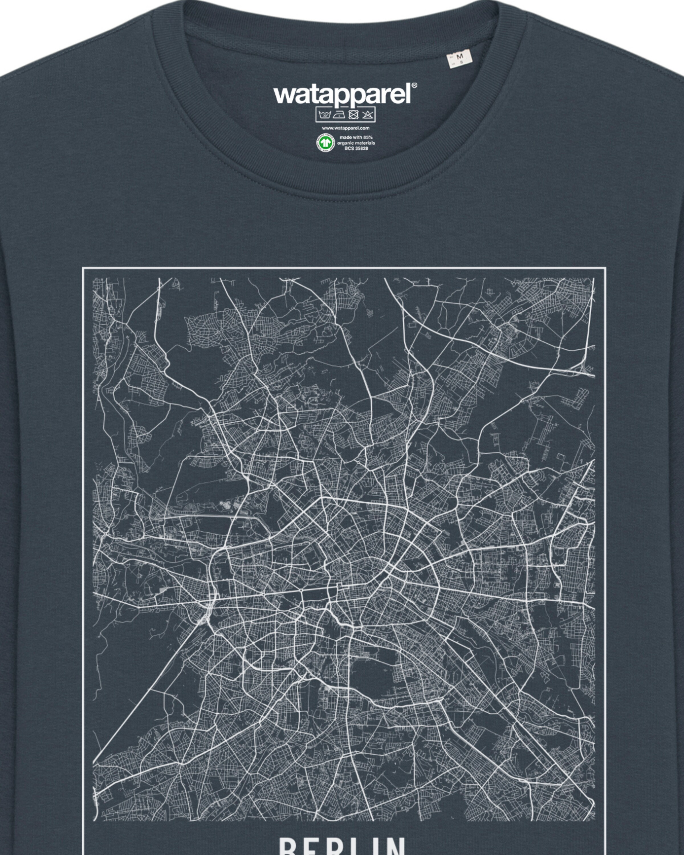 Sweat-shirt ' City maps Berlin Landkarte ' Watapparel en gris