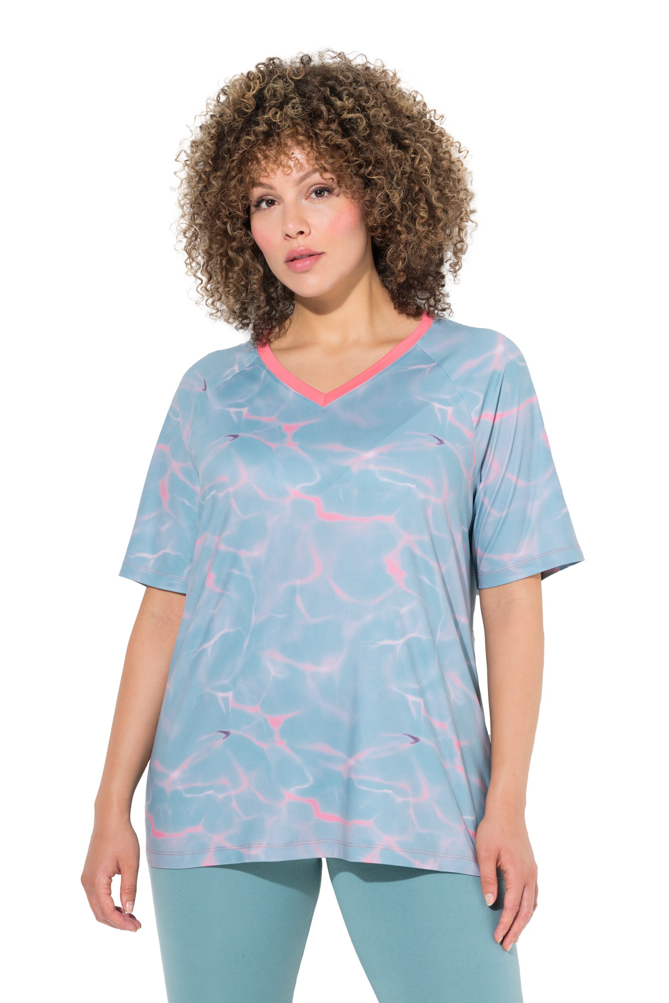 T-shirt Ulla Popken en bleu : devant