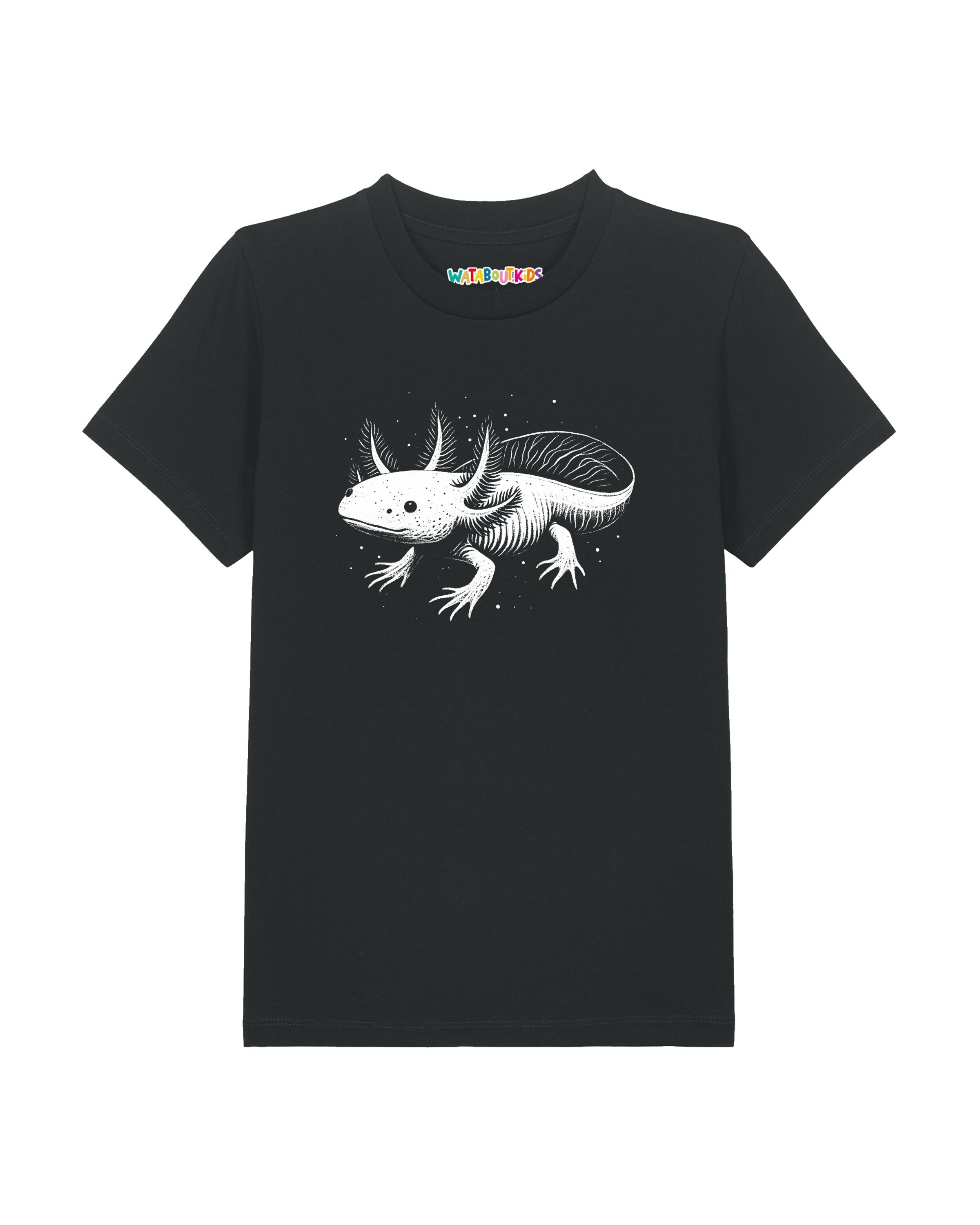 watabout.kids Shirt 'Axolotl' in 104 in de kleur Zwart / Wit, Productweergave