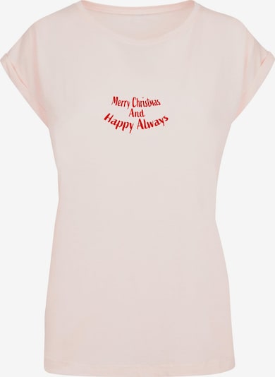 Merchcode T-shirt 'Merry Christmas And Happy Always' en rose / rouge sang, Vue avec produit