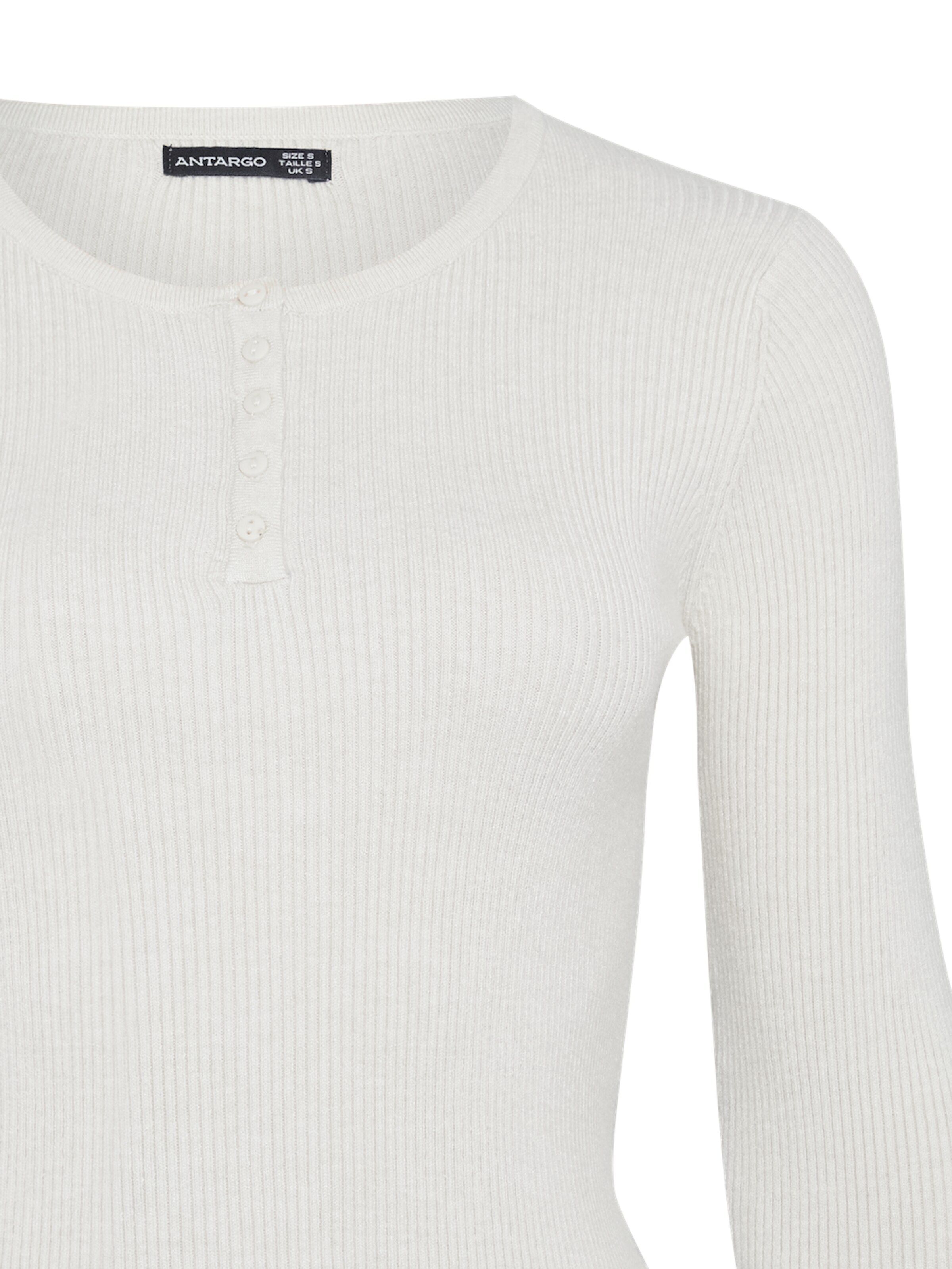 Antargo Sweater 'Basic Longsleeve with Buttons' in Beige
