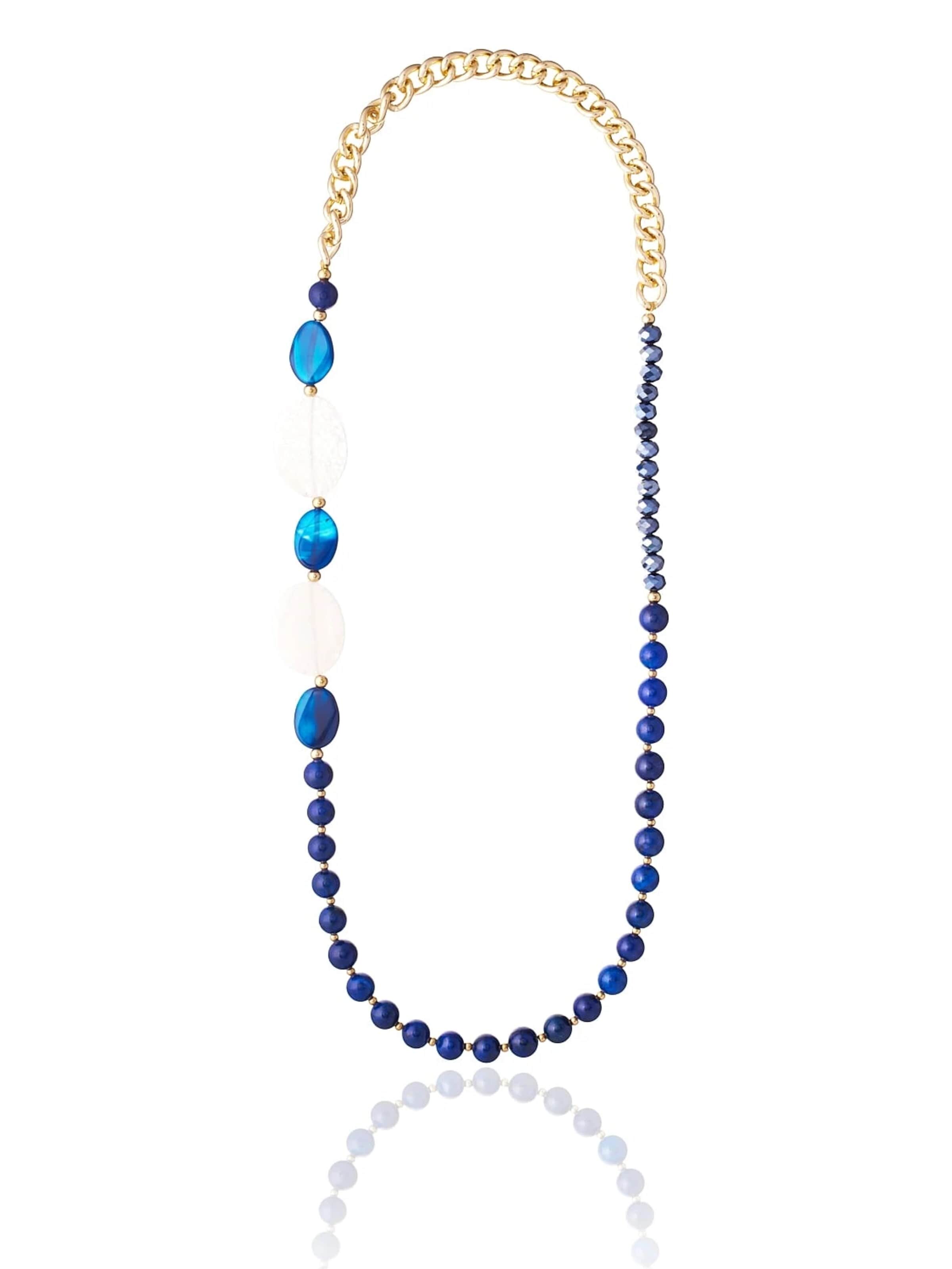 THE GEM STORIES JEWELRY Necklace 'Blue Lapis Necklace with Agate Stones and chain' in Blue: front