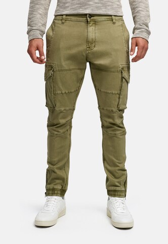 INDICODE JEANS Tapered Cargo trousers 'Alex' in Green: front