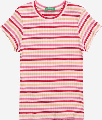 Marškinėliai iš UNITED COLORS OF BENETTON, spalva – abrikosų spalva / avietinė / balta, Prekių apžvalga