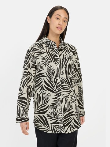 CAMEL ACTIVE Hemdbluse mit Blumenprint aus Baumwolle in Schwarz: Vorderseite