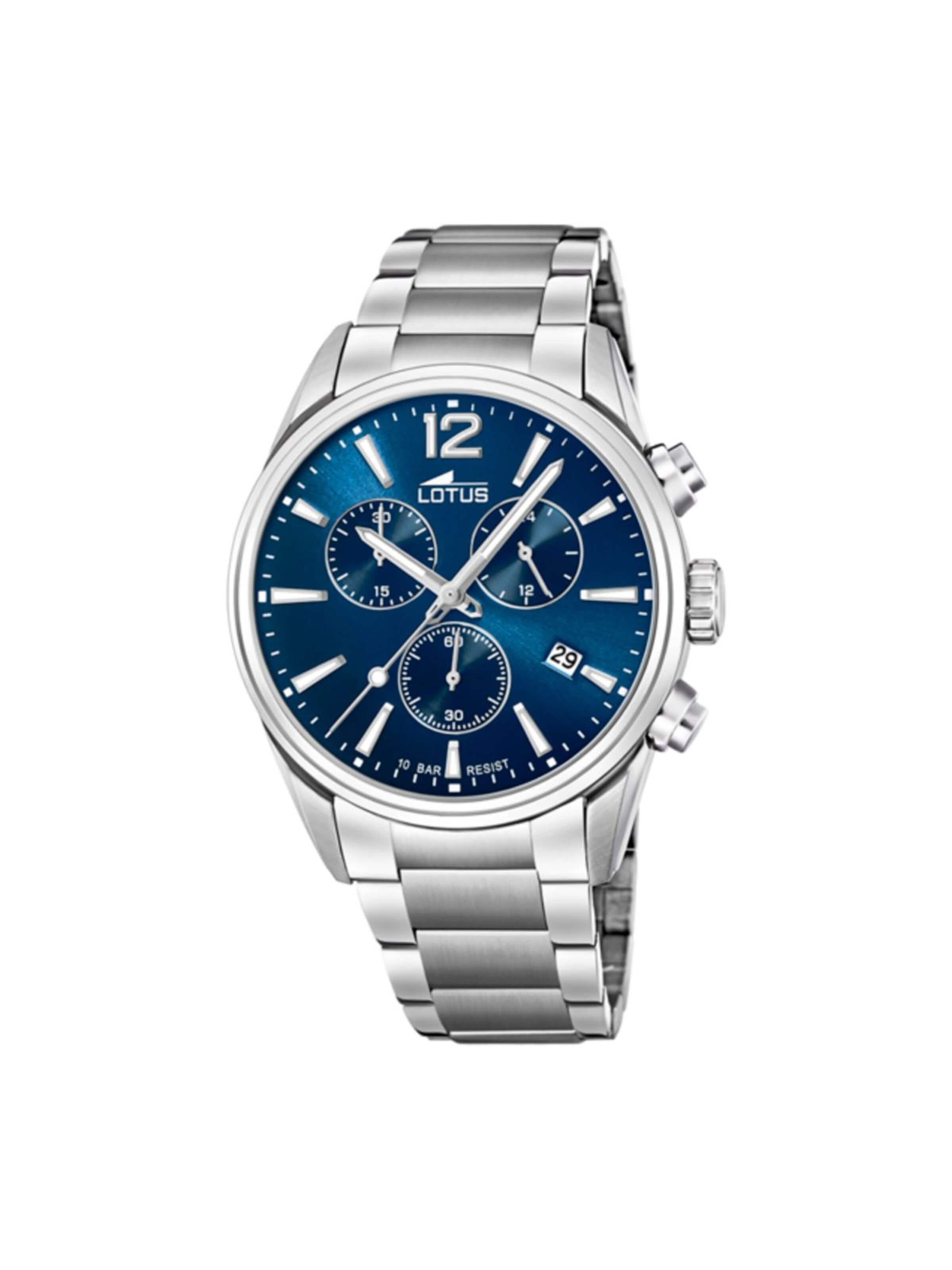 Lotus Analoog horloge in Blauw: voorkant