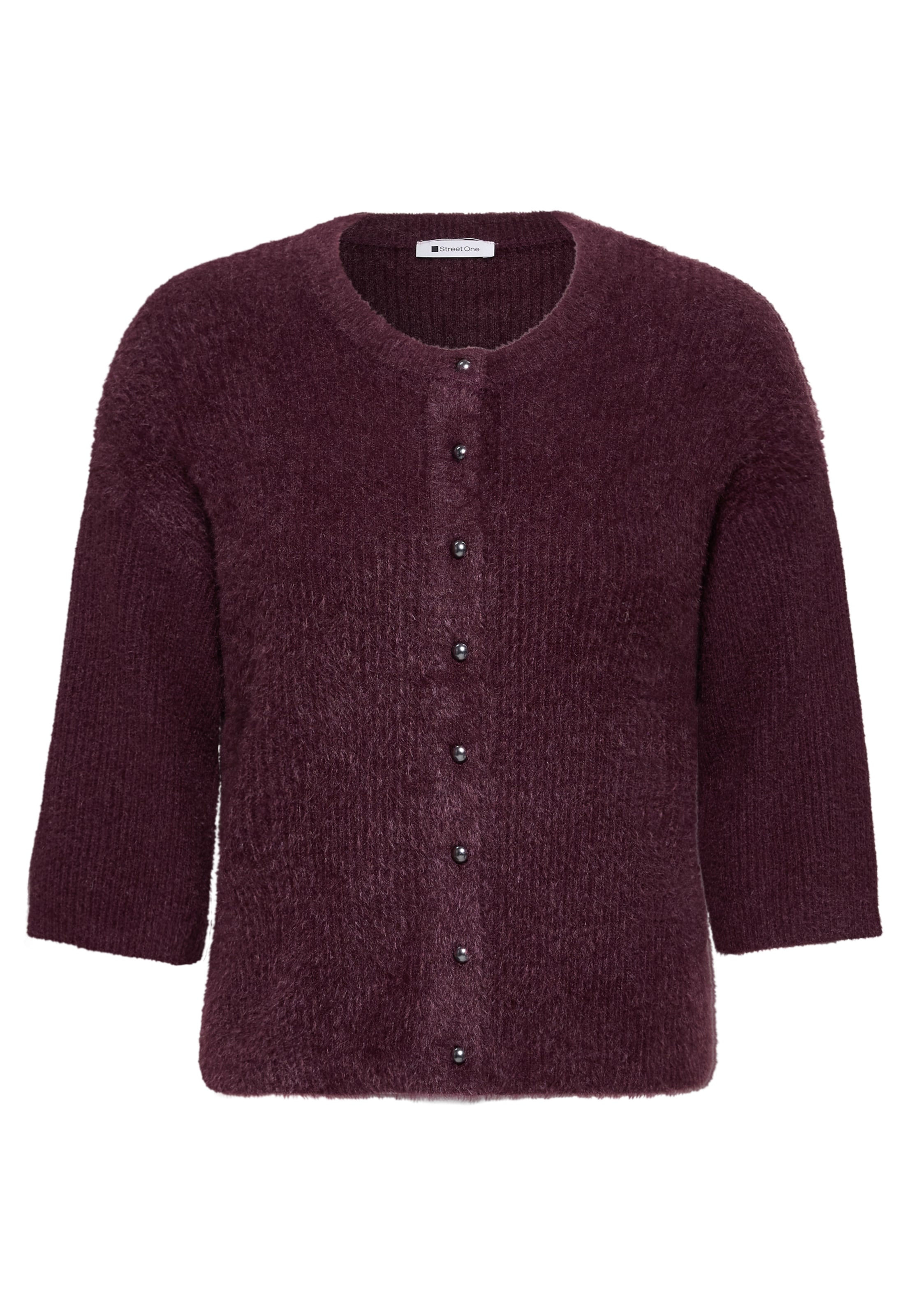 STREET ONE Kuscheliger Halbarm Cardigan mit Rundhals in Rot: Vorderseite