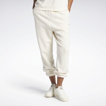 Reebok Tapered Workout Pants in White: front