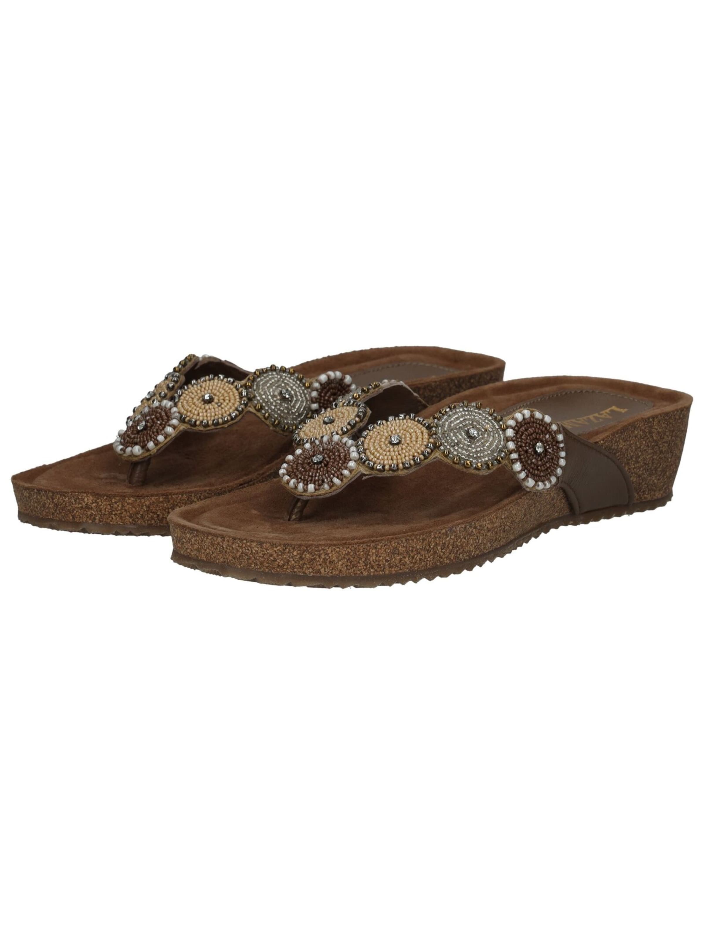 LAZAMANI T-Bar Sandals in Brown