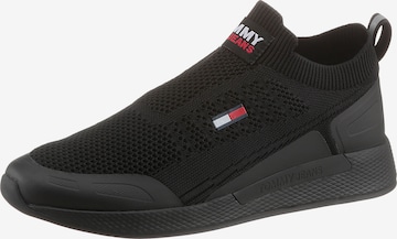 Tommy Jeans - Sapatilhas slip-on em preto: frente