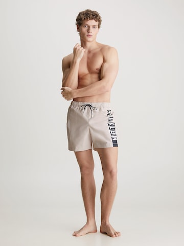 Calvin Klein Swimwear Board Shorts 'Intense Power' in Beige