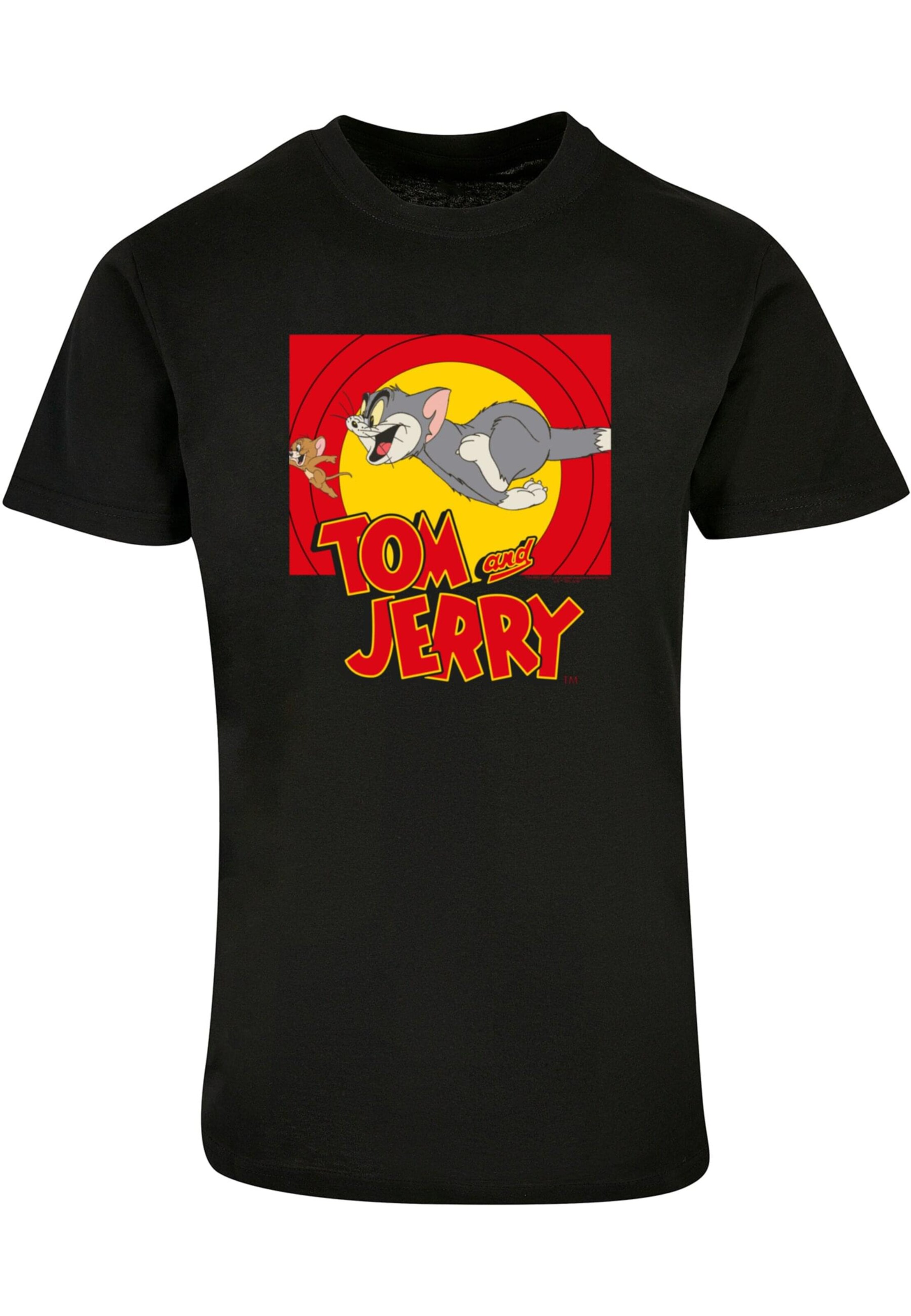 ABSOLUTE CULT Shirt 'Tom and Jerry - Chase Scene' in Zwart: voorkant