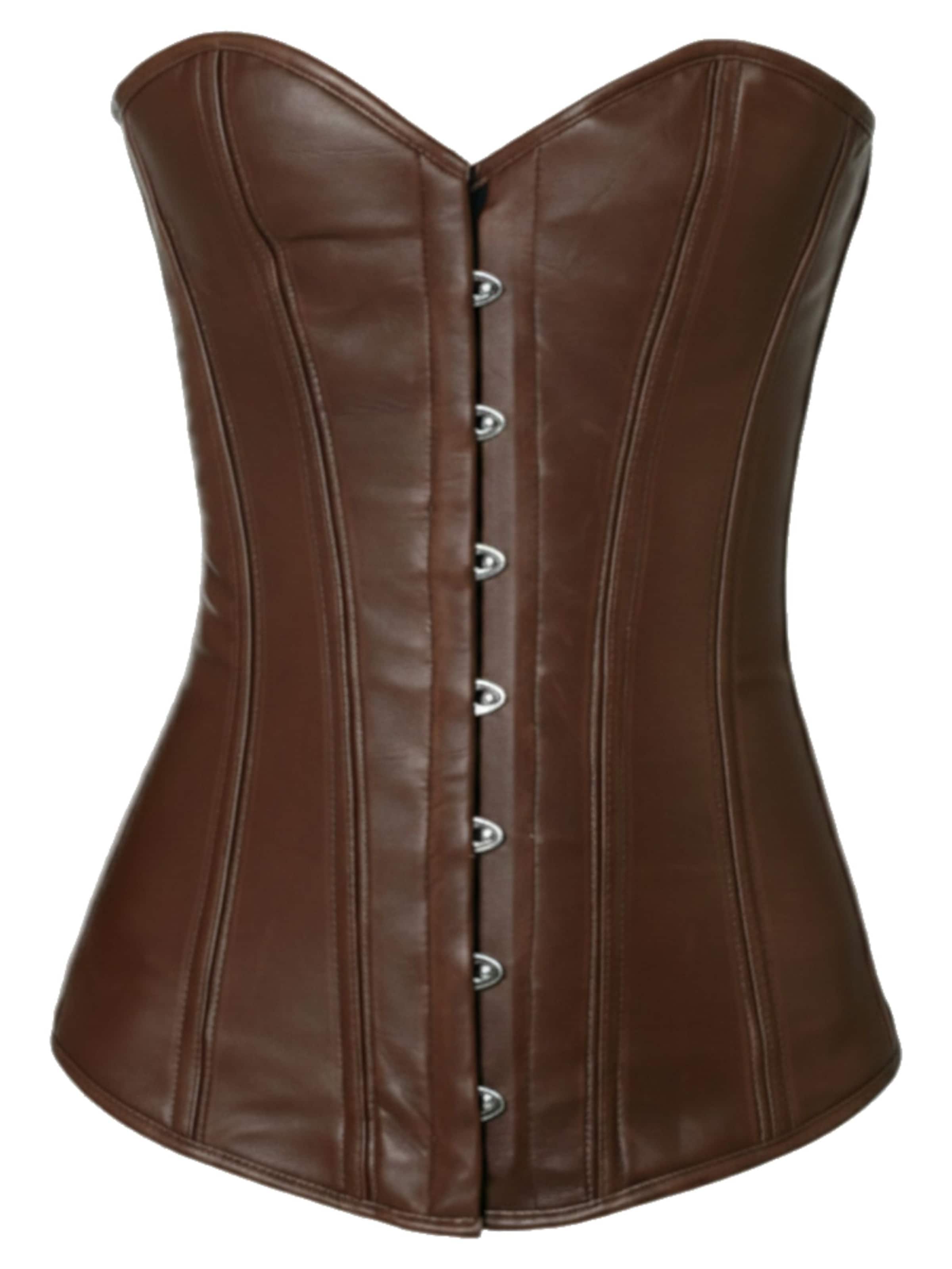 fapedo Bodice 'Leder Vollbrust Korsett Corsage Lx99' in Brown: front