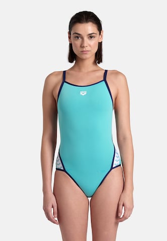 ARENABustier Sportski kupaći kostim 'ICONS' - zelena boja: prednji dio