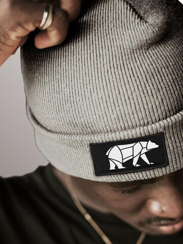 Neverless Beanie 'Bär Lineart Polygon' in Grey