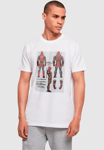 ABSOLUTE CULT T-Shirt 'Deadpool - Action Figure Plans' in Weiß: predná strana