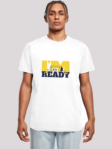 F4NT4STIC Shirt 'Spongebob Schwammkopf I'M READY - Ich bin bereit!' in Wit: voorkant