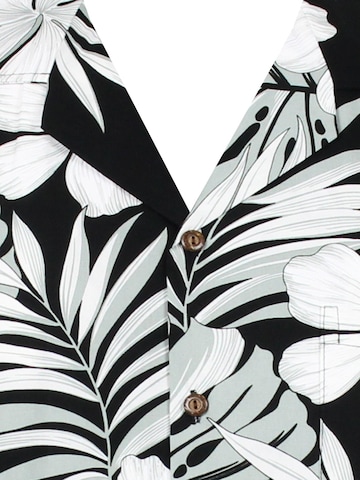 Pacific Legend Regular fit Button Up Shirt 'Palmenblätter' in Black