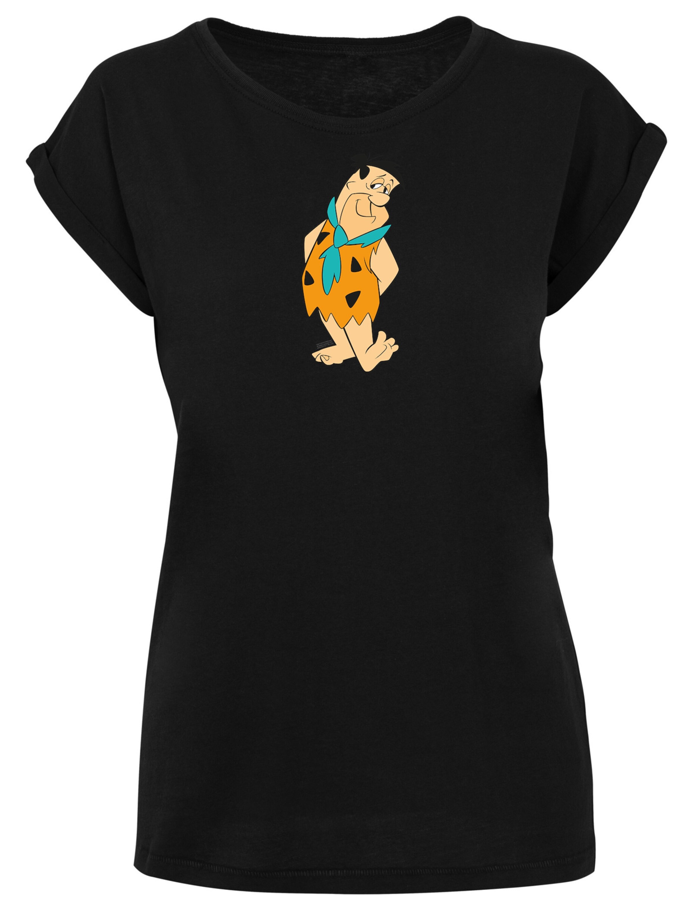 F4NT4STIC T-Shirt 'Fred Flintstone Kick' in Schwarz: Vorderseite