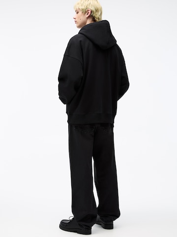 Pull&Bear Zip-Up Hoodie in Black