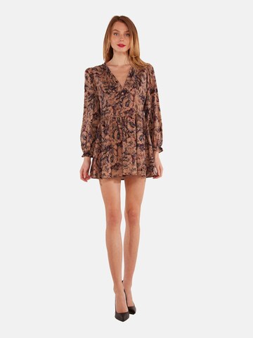 TOOche Dress 'Autumn Flowers' in Brown: front