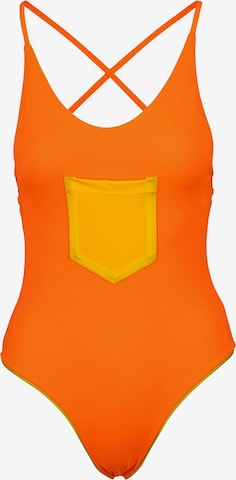 Kalaia Bustier Uimapuku 'Pocket Reversible Orange Swimsuit' värissä oranssi: etupuoli