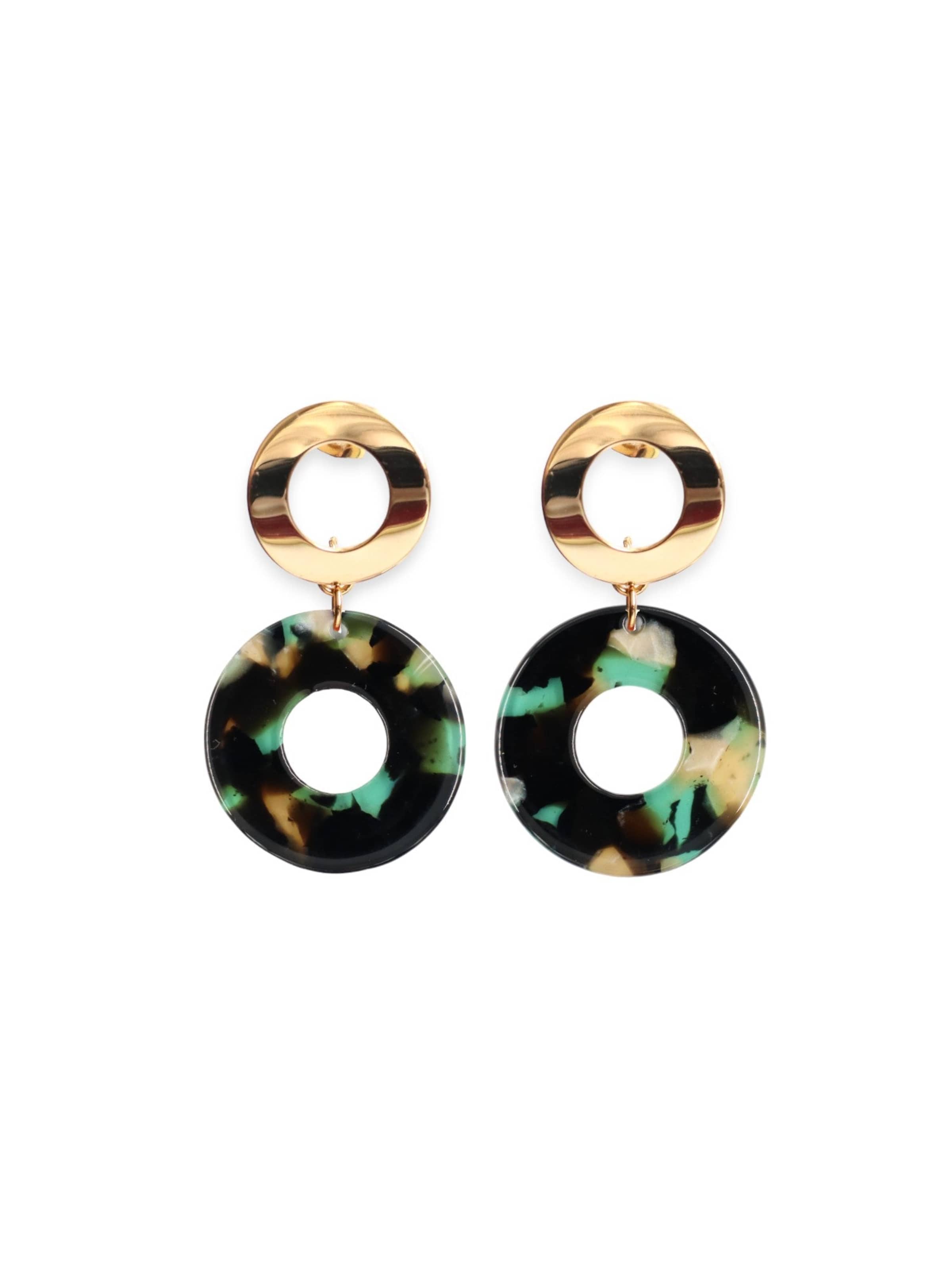 Fräulein Wunder Earrings 'Acetat Adua' in Green: front