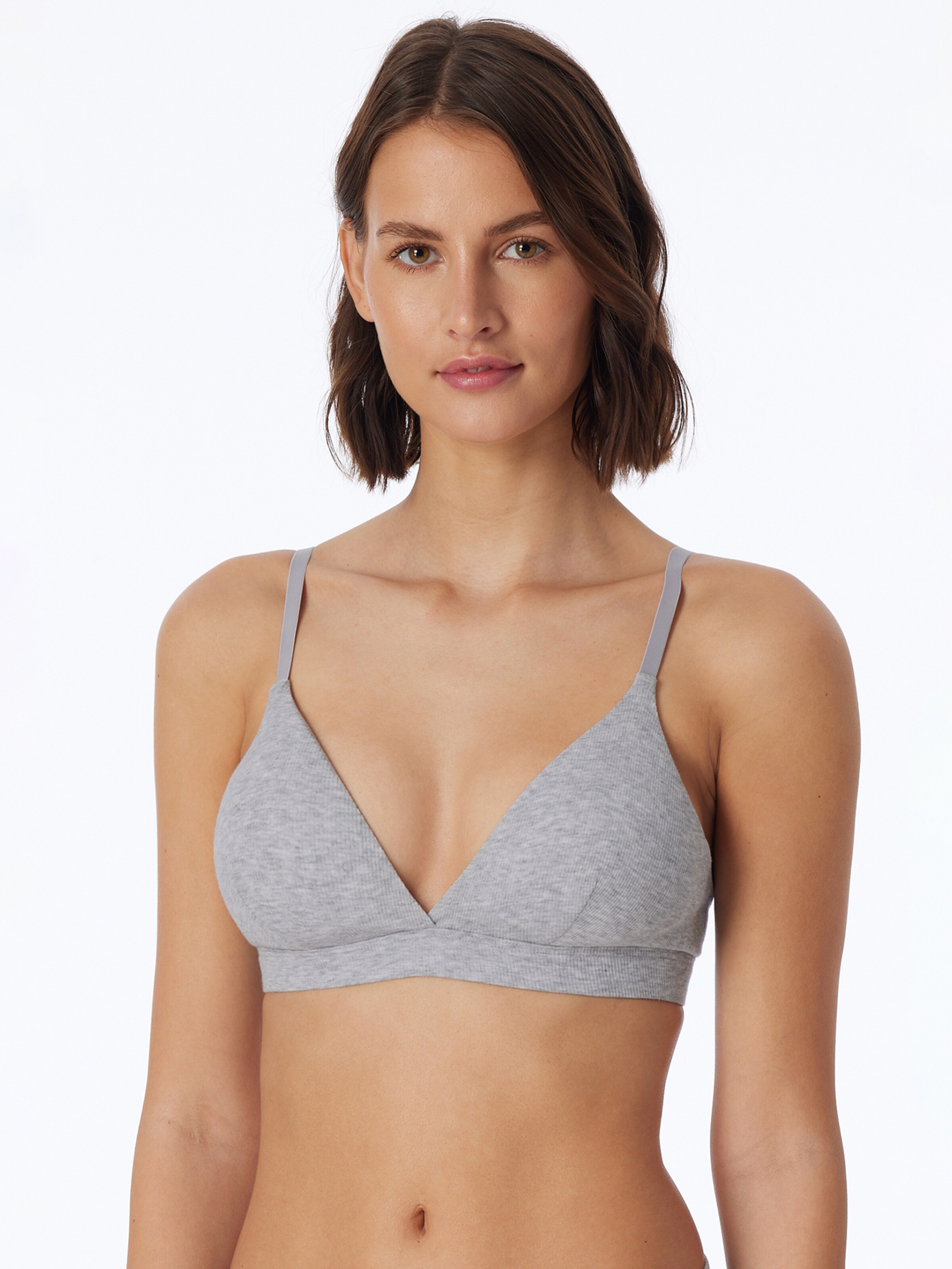SCHIESSER Triangel BH ' Pure Rib ' in Grijs: voorkant