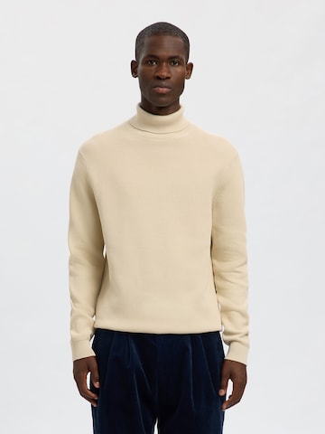 Pull-over 'SLHDANE' SELECTED en beige : devant