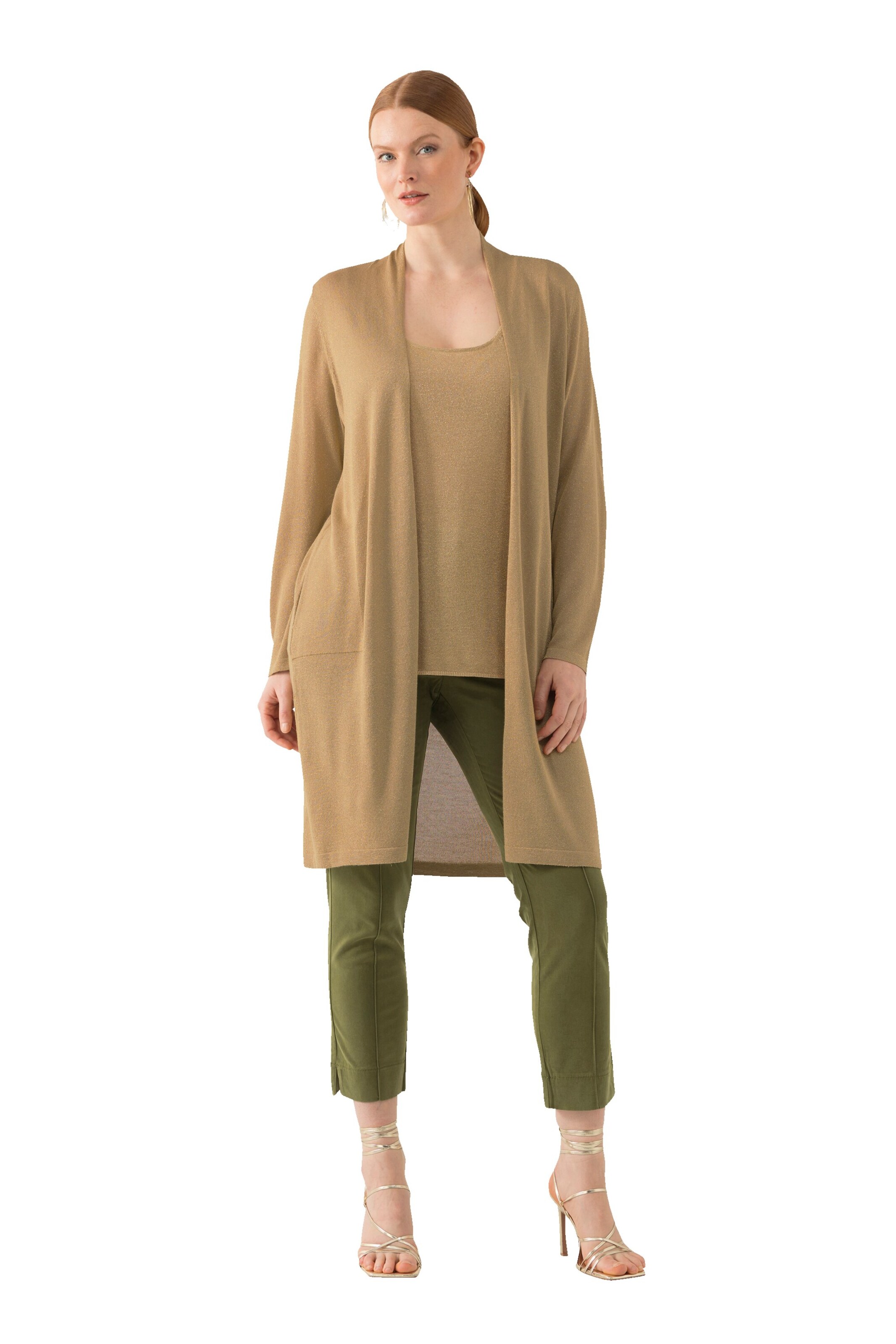 Ulla Popken Strickjacke in Gold: Vorderseite