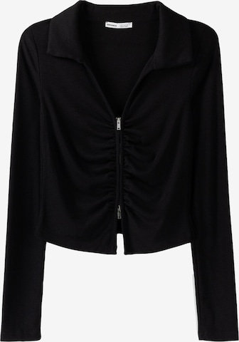 Bershka Knit Cardigan in Black: front