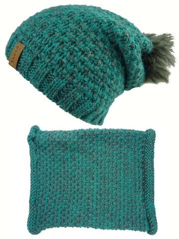 Kumixi Beanie 'Set: Mütze & Loop Schal' in Green: front