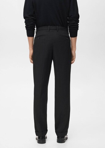 MANGO MAN Regular Pleat-Front Pants 'Casper Ruud x Mango Milton' in Black