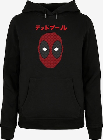 ABSOLUTE CULT Sweatshirt 'Deadpool - Japanese Seigaiha Head' in Zwart: voorkant
