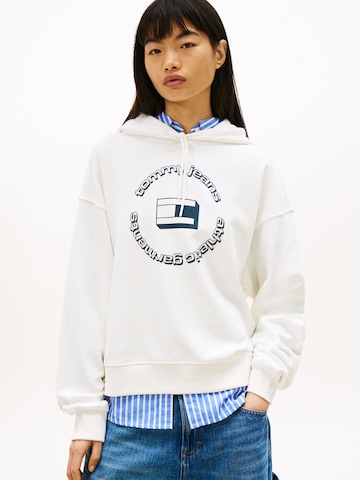 Tommy Jeans Majica 'ESS' | bela barva: sprednja stran