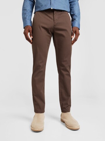 Lindbergh Slim fit Chino trousers 'Superflex' in Brown: front
