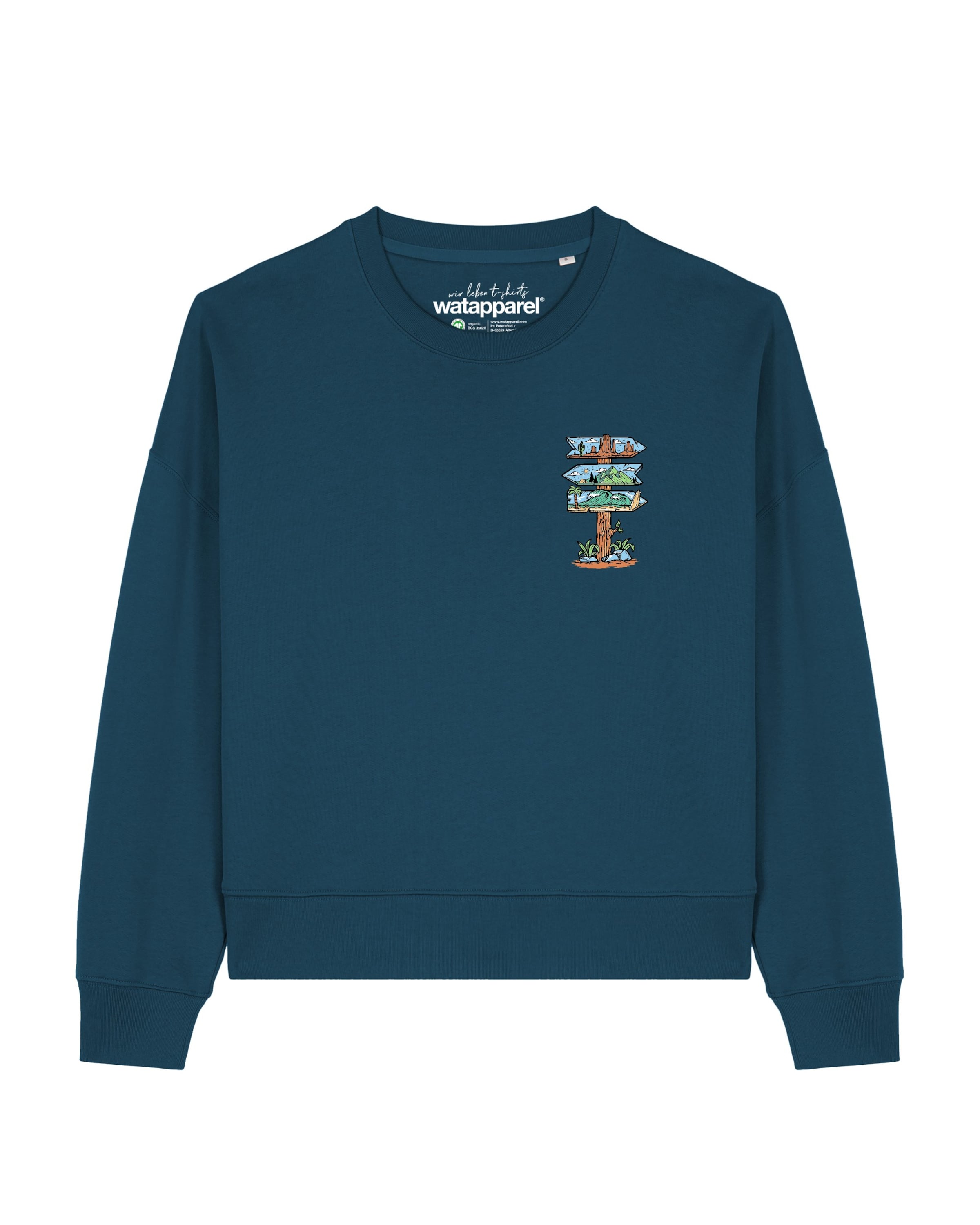 Felpa 'Adventure is everywhere' di Watapparel in verde: frontale