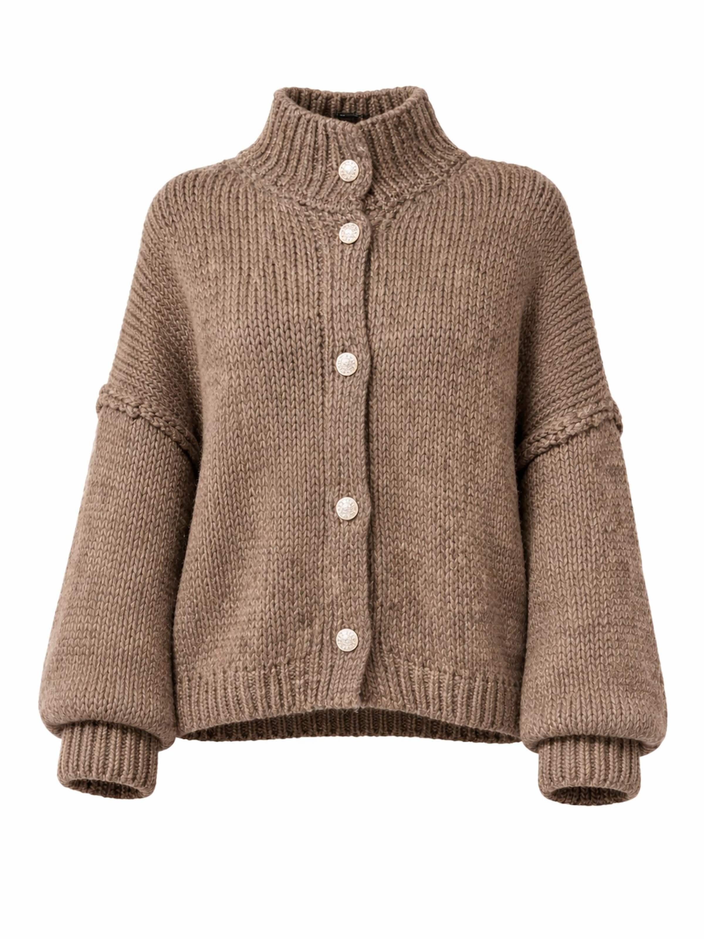 Worldclassca Oversized Cardigan 'Strickjacke mit Knopf' in Grey: front