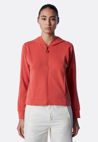 North Sails Zip-Up Hoodie in Red: front