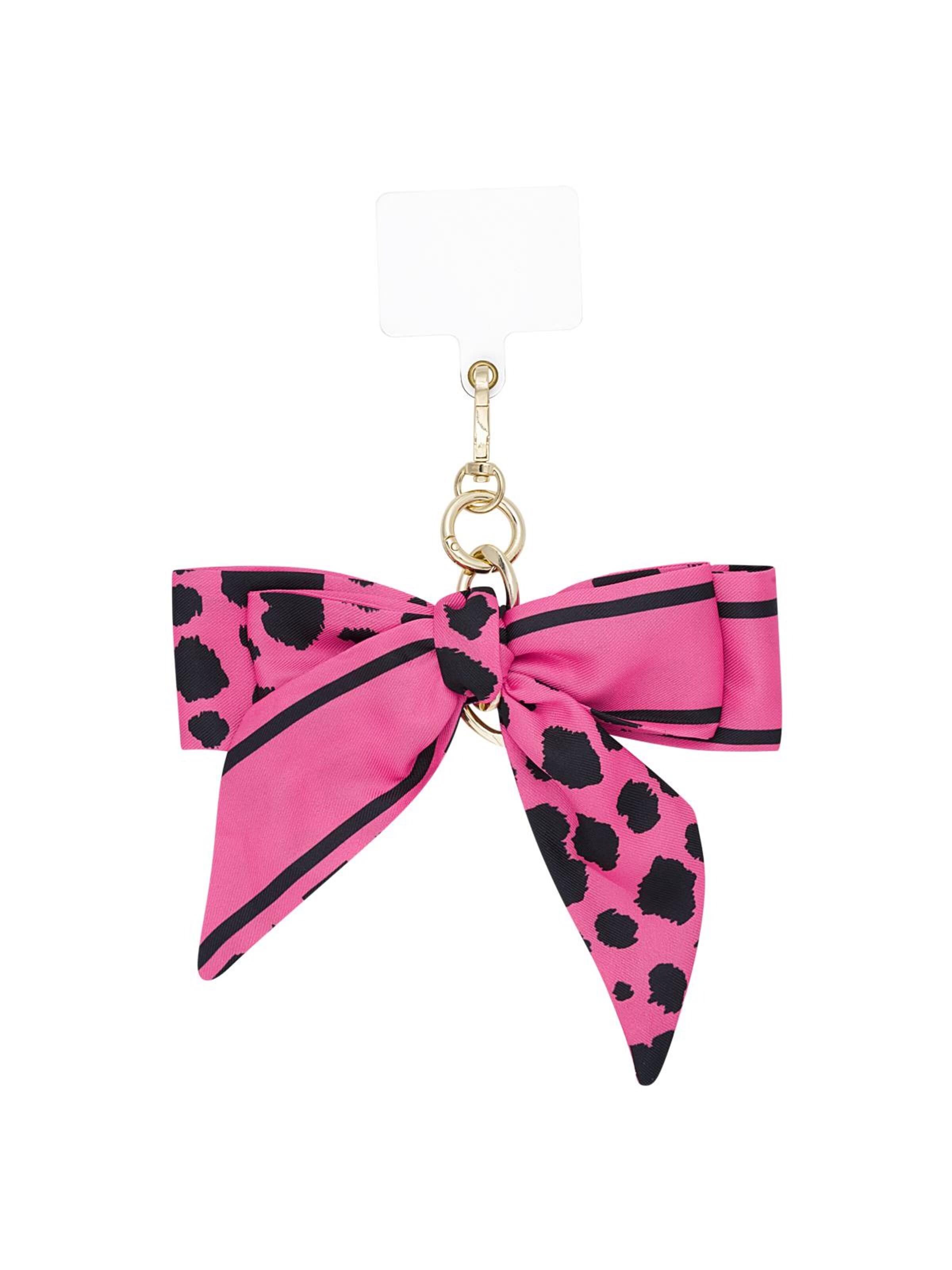 Good to Blue Key ring 'phone cord bow' in Pink: front