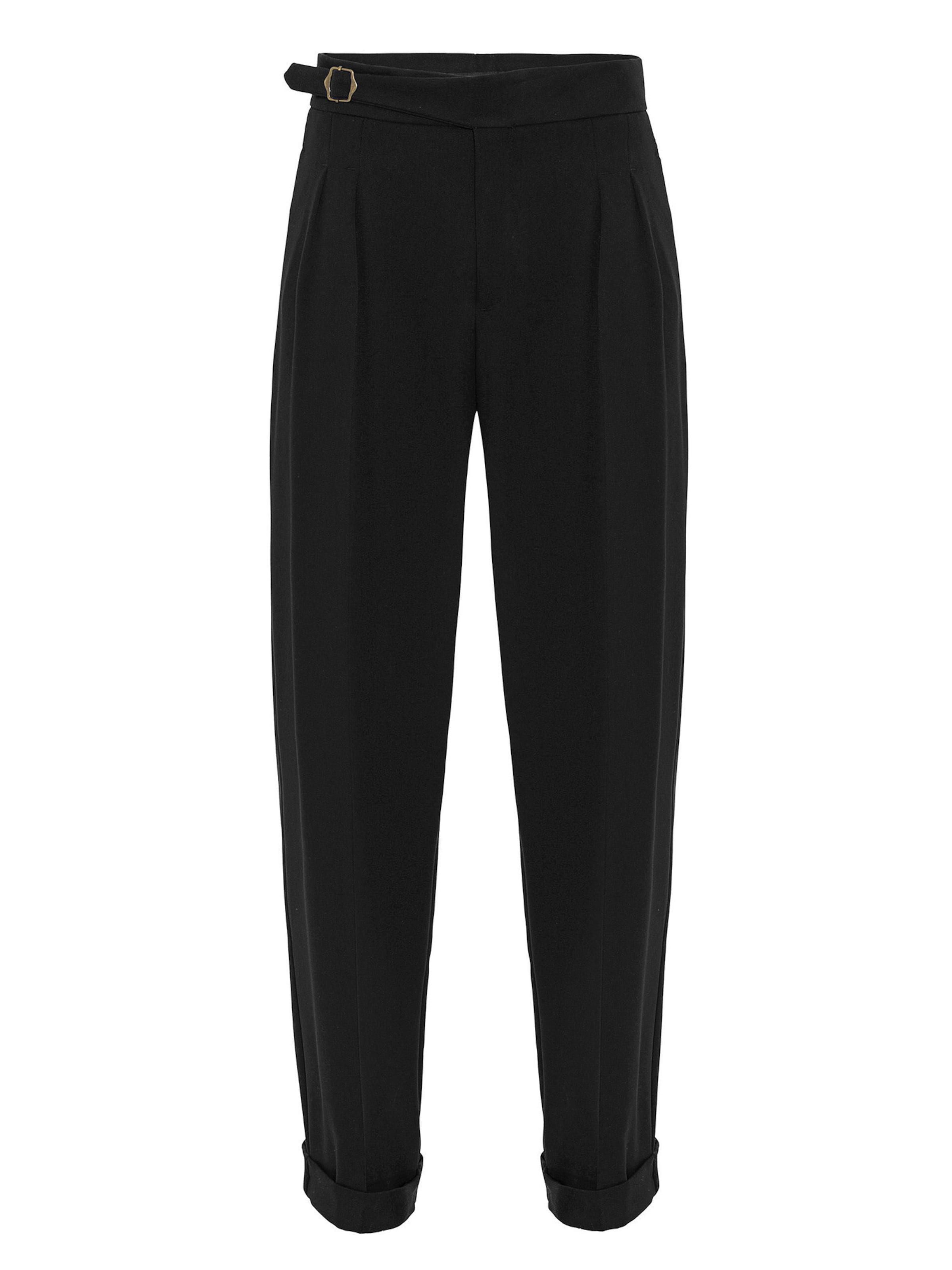 AntiochHlače s naborima - crna boja: prednji dio