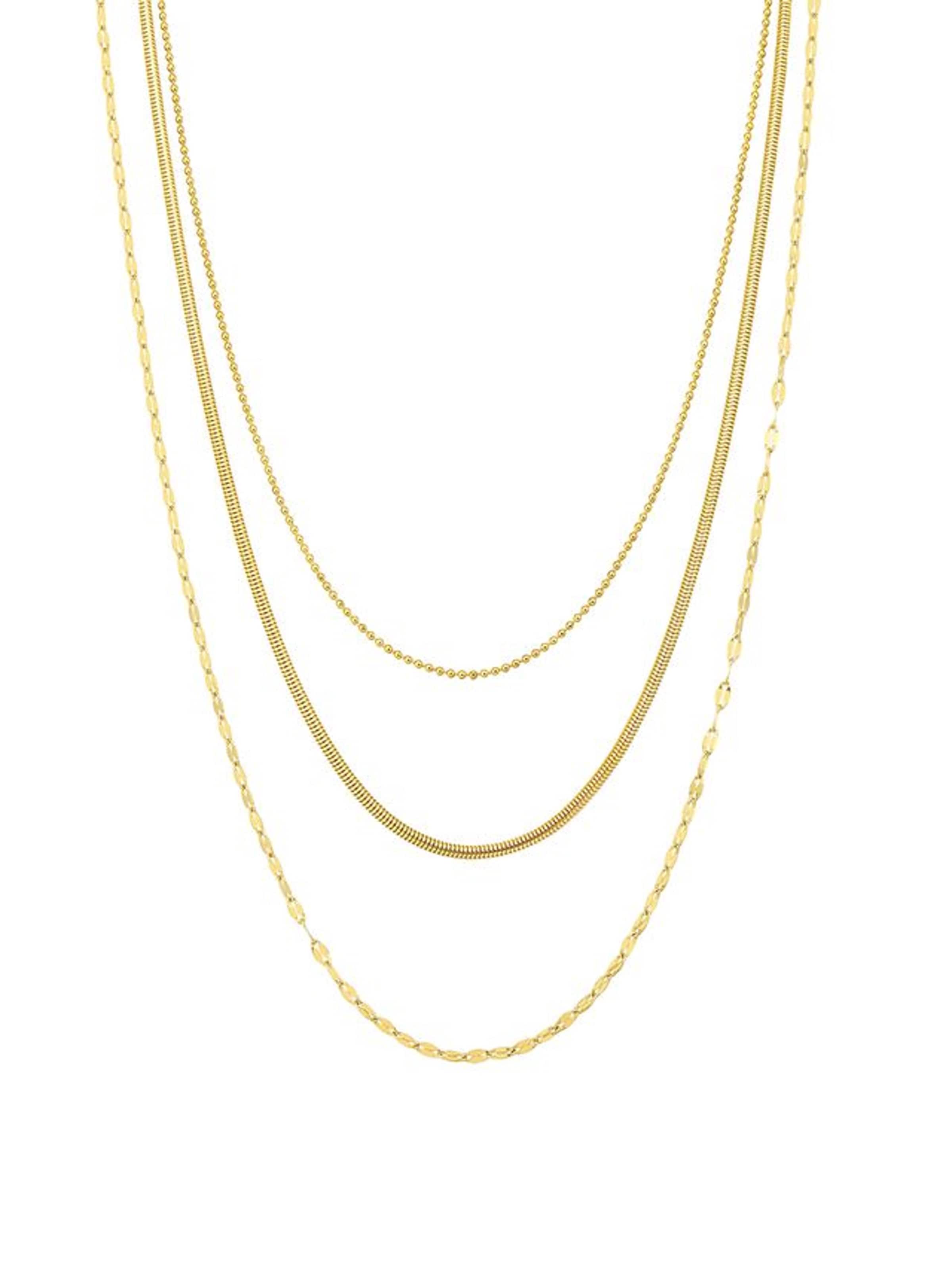 Hey Happiness Kette 'Fine Triple Layer'‌‌‌ in Gold: Vorderseite