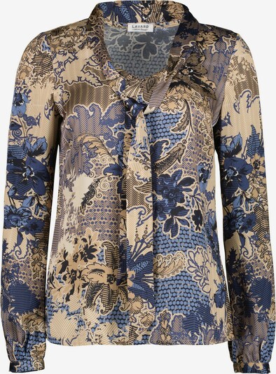 Lavard Blouse mit verzierter Krawatte am Ausschnitt in beige / blau / marine / hellbraun, Produktansicht