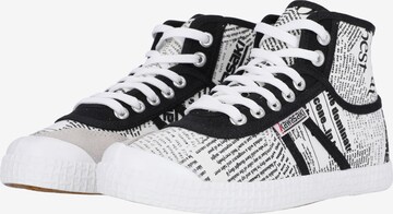 KAWASAKI Sneakers hoog 'News paper' in Wit