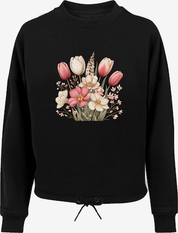 Sweat-shirt 'Rosa weißer Frühlingsblumenstrauß' F4NT4STIC en noir : devant