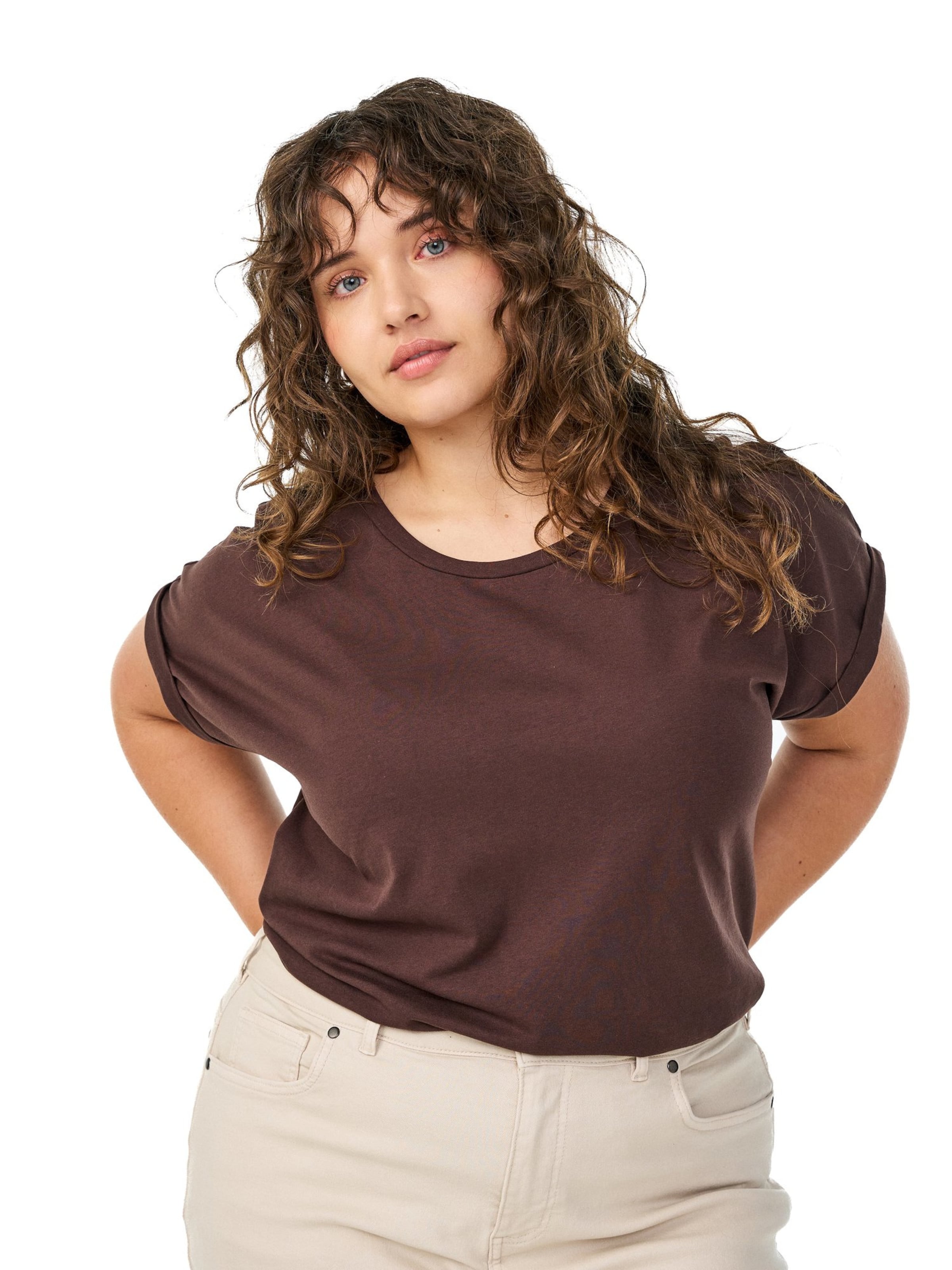 Zizzi Футболка 'Katja' в Коричневый: спереди