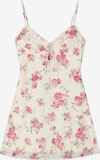 Bershka Kesämekko värissä ecru / vihreä / punainen, Tuotenäkymä